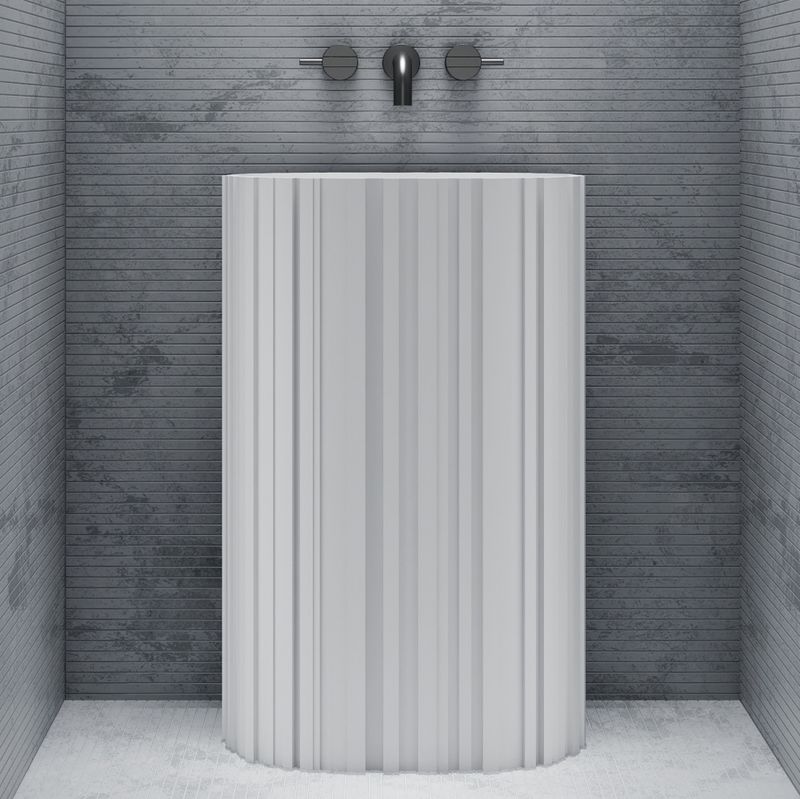 Раковина напольная Abber Stein AS2551-H 58x38x90 (белый матовый), с отверстием для монтажа, искусственный камень