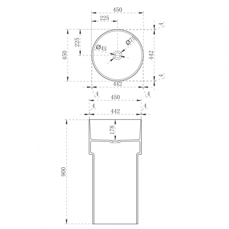 Раковина напольная Kristall Abber AT2701Aquamarin 45х45х90 (бирюзовый)