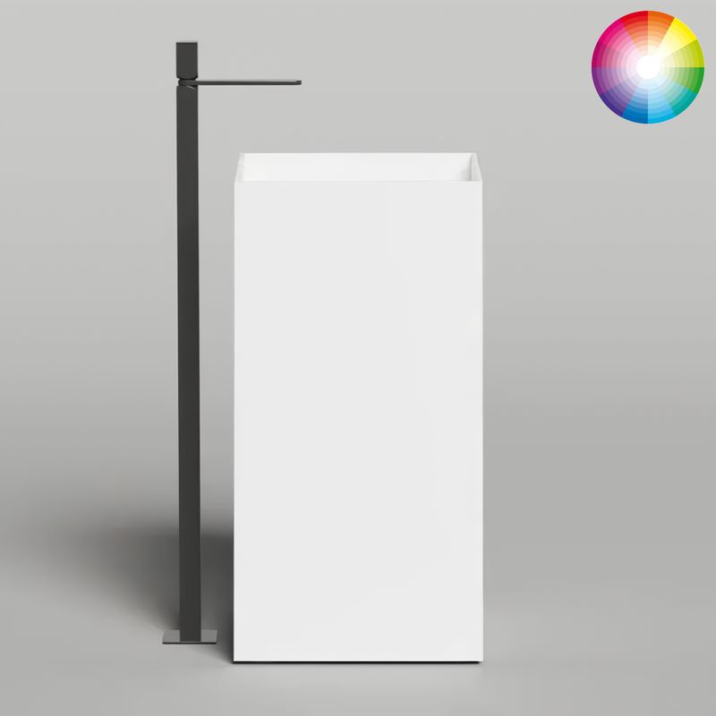 Раковина напольная Salini S-Stone Armonia Square 01 45x45x90 130521MRH (белый матовый внутри, покраска снаружи), сифон, накладка в комплекте