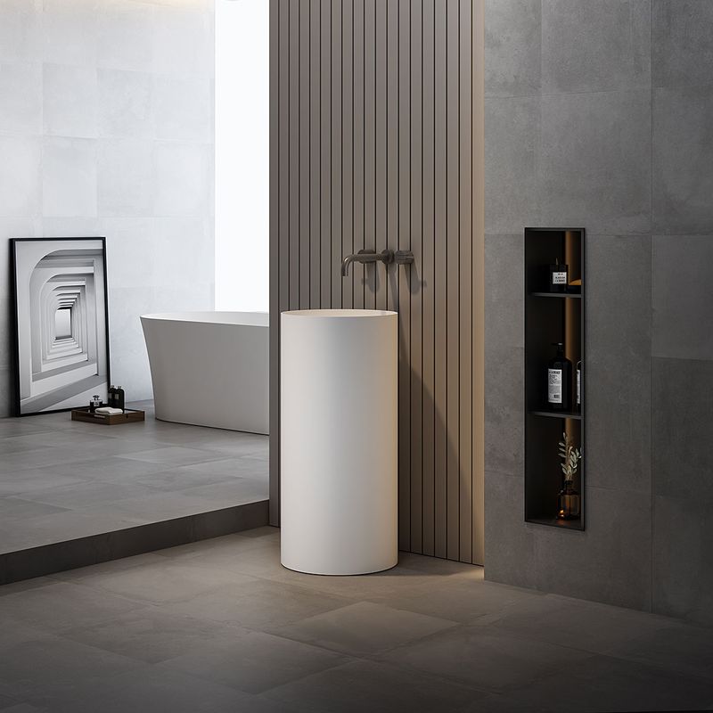 Раковина напольная Vincea Solid surface VBS-6SP01MW 40x40x85 (белый матовый)