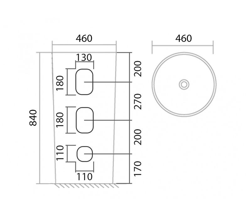 Раковина отдельностоящая Abber Bequem AC2133 46x46x84 (белый), с донным клапаном
