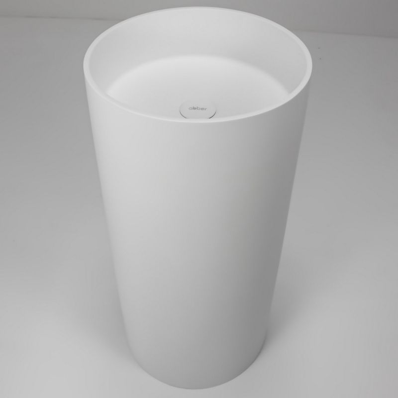 Раковина отдельностоящая Abber Stein AS2516-H 40x40x85 (белый матовый), с отверстием для монтажа, искусственный камень