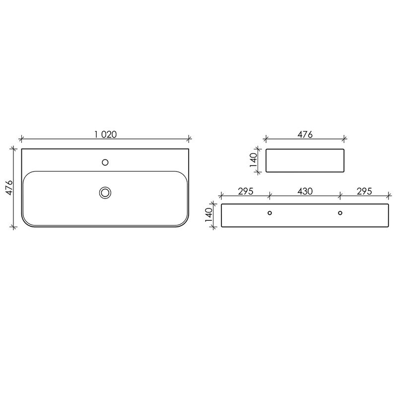 Раковина подвесная Ceramica Nova Aura CN2007 102x47.6 (белый), без перелива