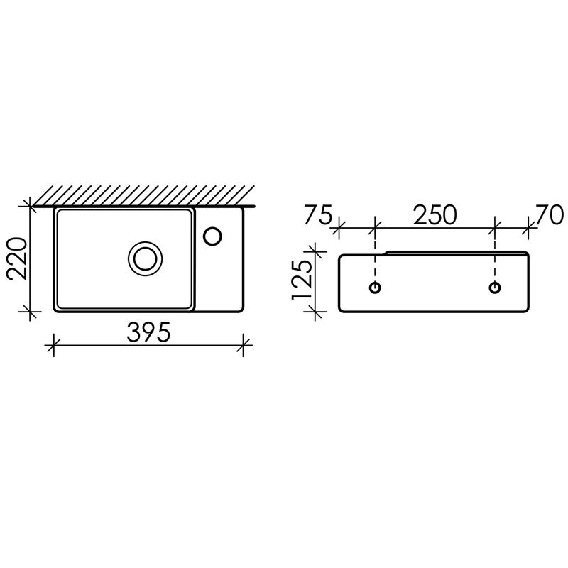 Раковина подвесная Ceramica Nova Element CN5045 39.5x22 (белый), чаша слева
