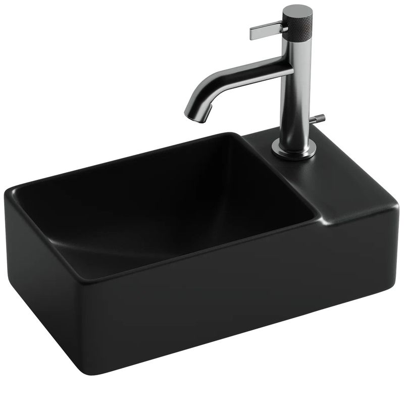 Раковина подвесная Ceramica Nova Element CN5045MB 39.5x22 (черный матовый), чаша слева