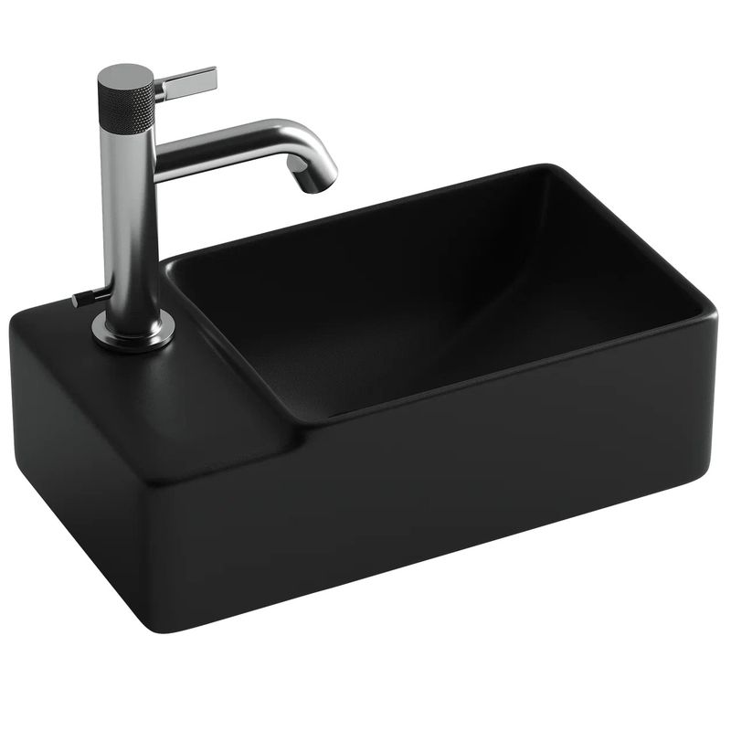 Раковина подвесная Ceramica Nova Element CN5046MB 39.5x22 (черный матовый), чаша справа
