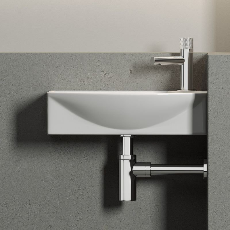 Раковина подвесная Ceramica Nova Element CN6038L 45.5x22 (белый) с креплением, без отверстия слива-перелива, чаша слева, отверстие под смеситель справа