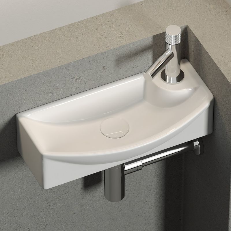 Раковина подвесная Ceramica Nova Element CN6038L 45.5x22 (белый) с креплением, без отверстия слива-перелива, чаша слева, отверстие под смеситель справа