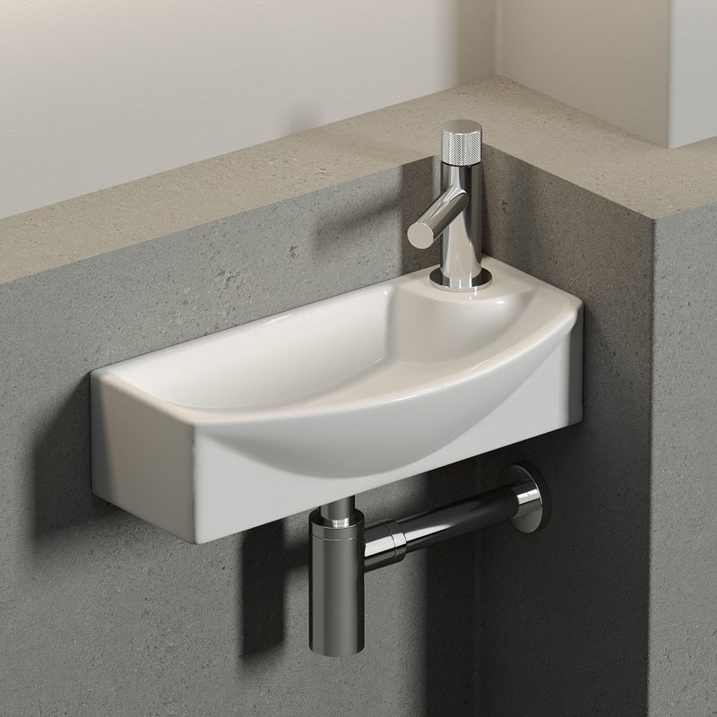 Раковина подвесная Ceramica Nova Element CN6038L 45.5x22 (белый) с креплением, без отверстия слива-перелива, чаша слева, отверстие под смеситель справа