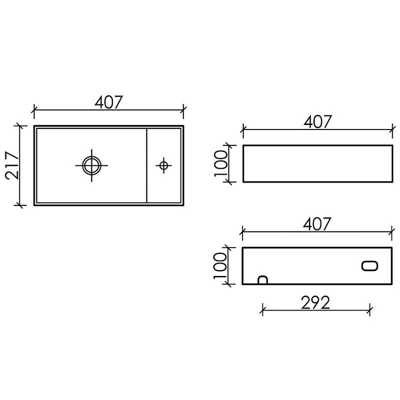 Раковина подвесная Ceramicanova Element CN6051LMW 40.7x21.7x10 (белый матовый), чаша слева