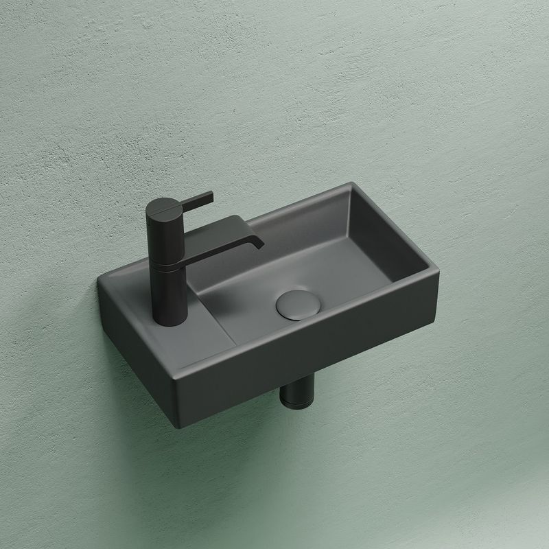 Раковина подвесная Ceramicanova Element CN6051RMDH 40.7x21.7x10 (темный антрацит матовый), чаша справа