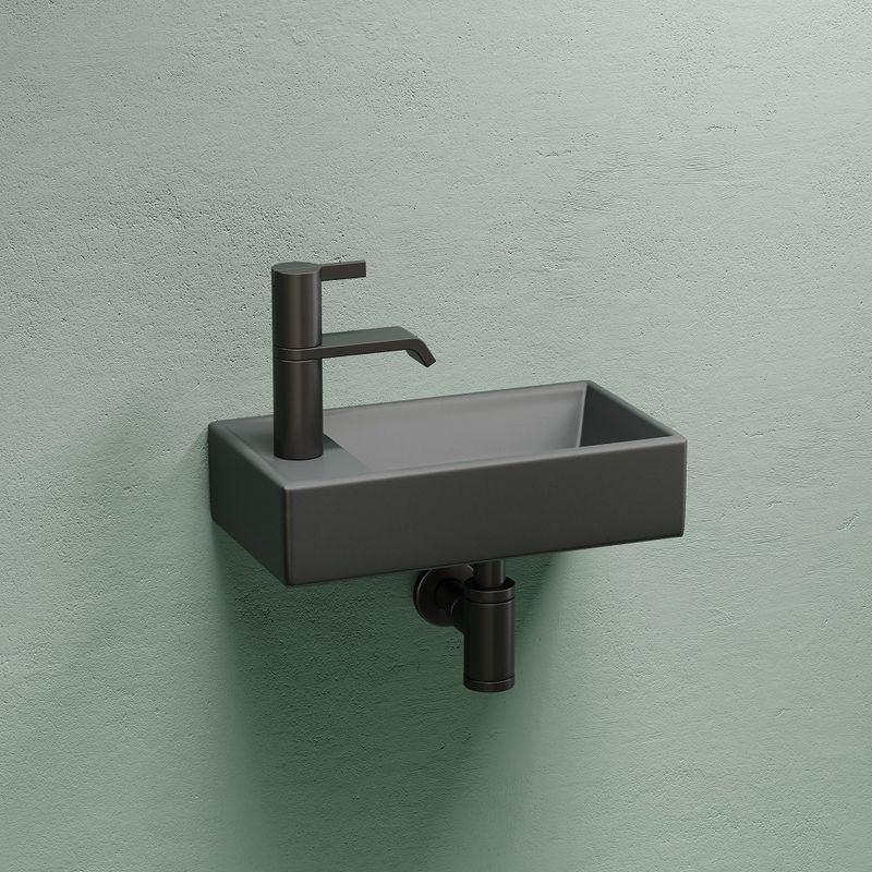 Раковина подвесная Ceramicanova Element CN6051RMDH 40.7x21.7x10 (темный антрацит матовый), чаша справа