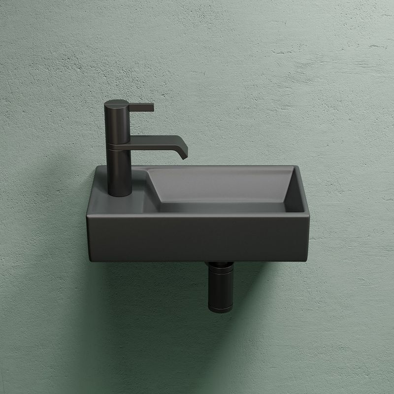 Раковина подвесная Ceramicanova Element CN6051RMDH 40.7x21.7x10 (темный антрацит матовый), чаша справа