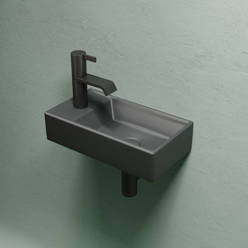 Раковина подвесная Ceramicanova Element CN6051RMDH 40.7x21.7x10 (темный антрацит матовый), чаша справа