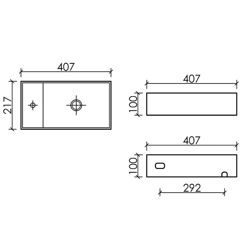 Раковина подвесная Ceramicanova Element CN6051RMDH 40.7x21.7x10 (темный антрацит матовый), чаша справа