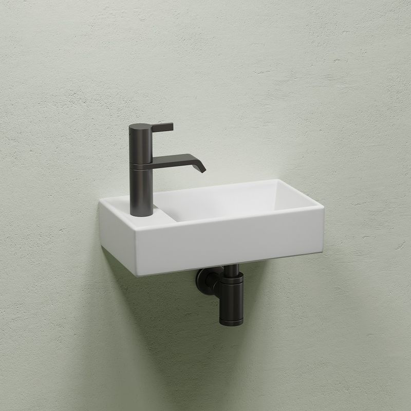 Раковина подвесная Ceramicanova Element CN6051RMW 40.7x21.7x10 (белый матовый), чаша справа