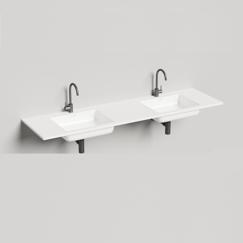 Раковина подвесная Salini S-Stone Onda Classic 1402202M 180x50x14 (белый матовый), с донным клапаном