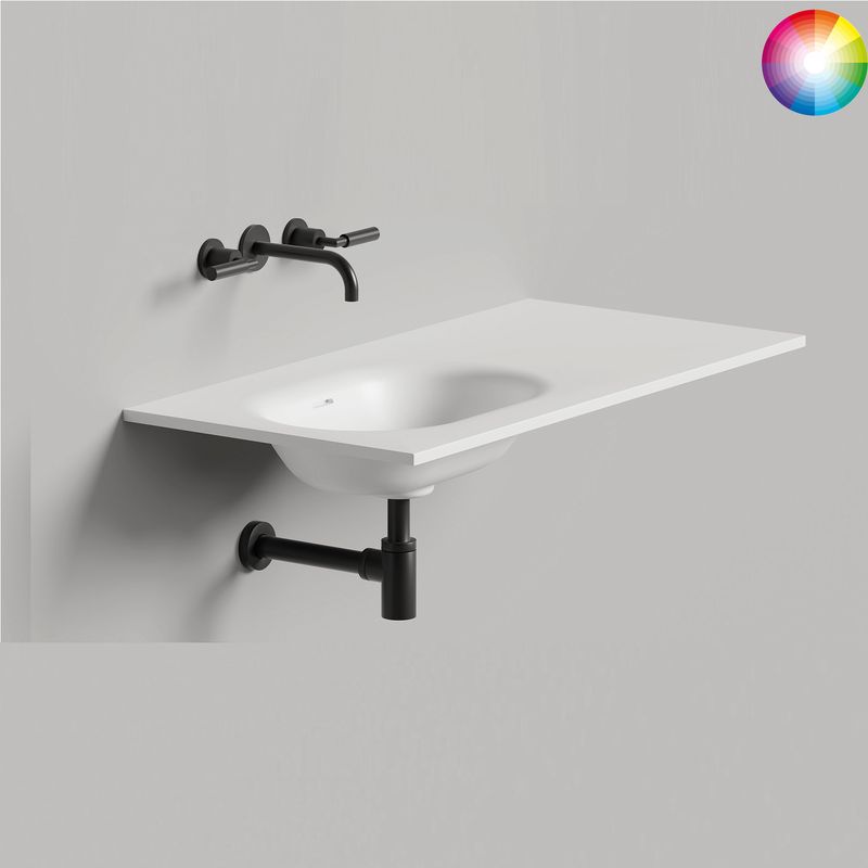 Раковина подвесная Salini S-Stone Onda Flow Oval 1402204MF 200x70x13.8 (покраска по RAL полностью, матовый), с донным клапаном