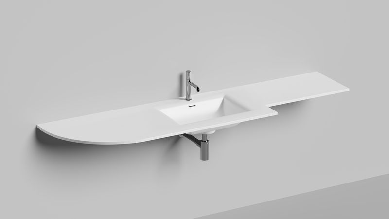 Раковина подвесная Salini S-Stone Onda Flow Square 1402206MF 200x70x13.8 (покраска по RAL полностью, матовый), с донным клапаном