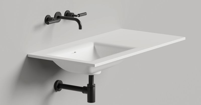 Раковина подвесная Salini S-Stone Onda Flow Square 1402206MF 200x70x13.8 (покраска по RAL полностью, матовый), с донным клапаном
