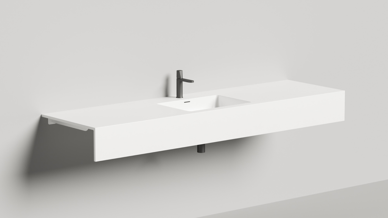 Раковина подвесная Salini S-Stone Onda Plus 1402203MF 200x55x14 (покраска по RAL полностью, матовый), с донным клапаном