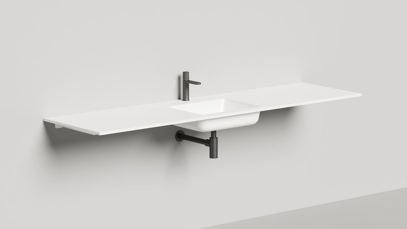Раковина подвесная Salini S-Stone Onda Plus 1402203MF 200x55x14 (покраска по RAL полностью, матовый), с донным клапаном