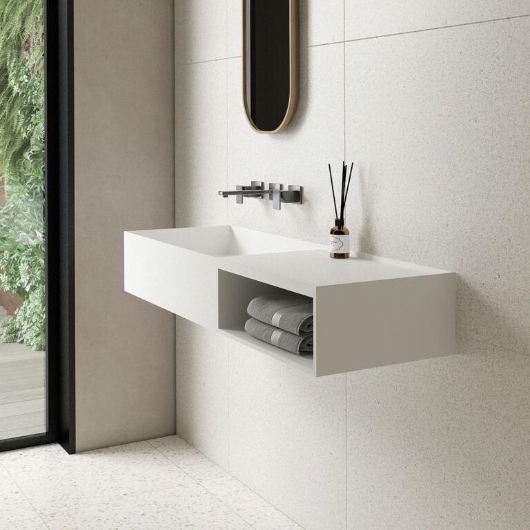 Раковина подвесная Vincea Solid surface VWB-6S180MW 80x40 (белый матовый)