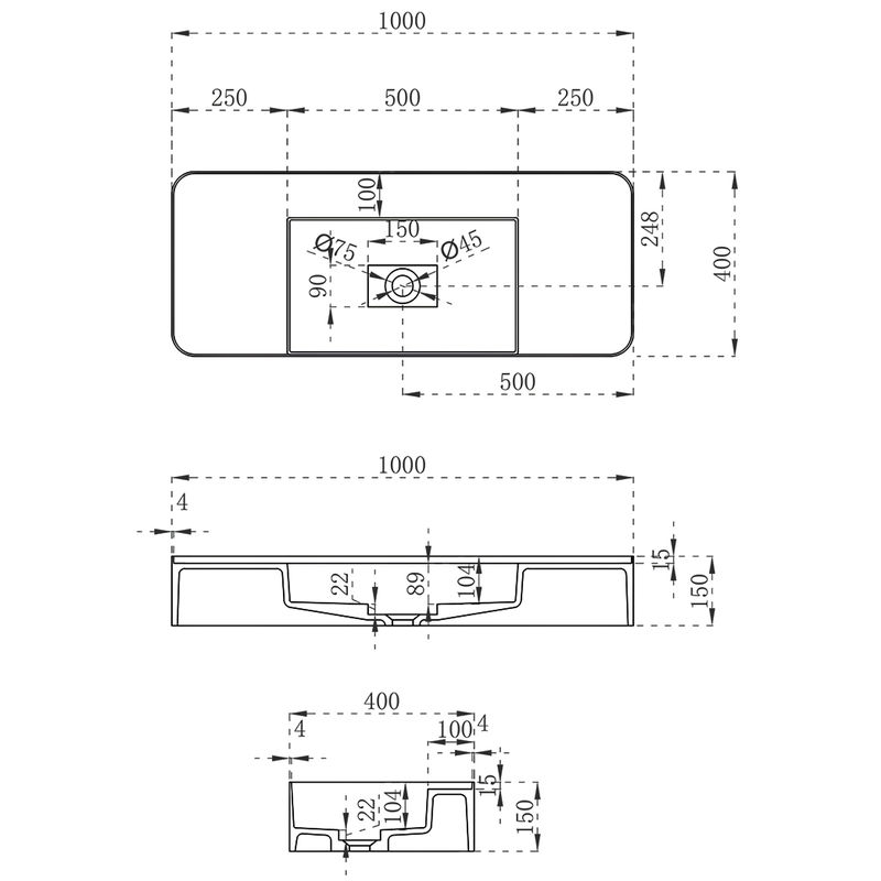 Раковина подвесная Vincea Solid surface VWB-6S312MW 120x40 (белый матовый)