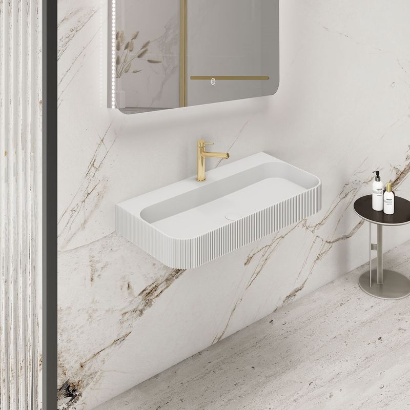 Раковина подвесная Vincea Solid surface VWB-6SG90MW 90x46x12 (белый матовый)