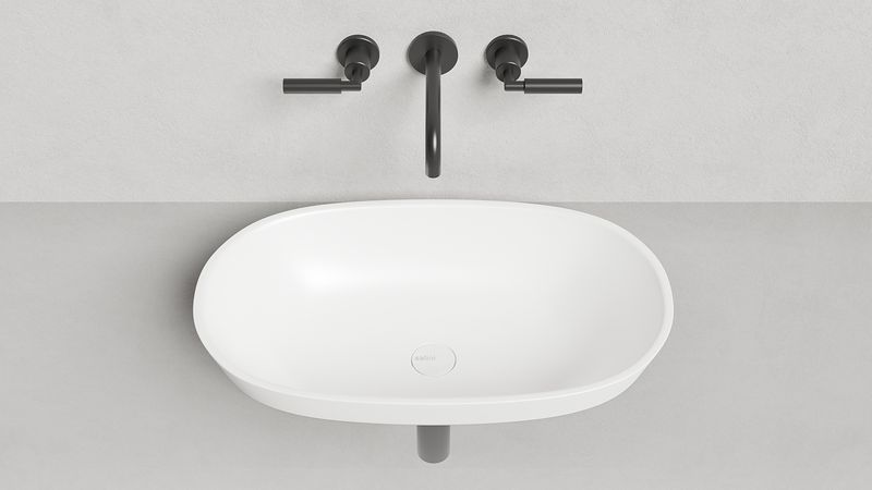 Раковина полувстраиваемая Salini Marea S-Stone 1802201M 64.5x38.7x16.5 (белый матовый), без донного клапана