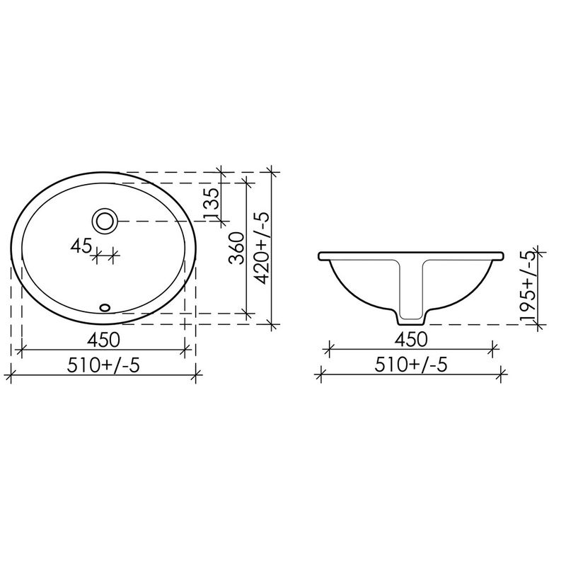 Раковина встраиваемая Ceramica Nova Element CN6042 50x40 (белый), без донного клапана
