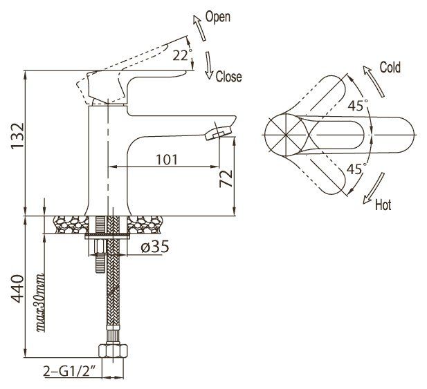 Смеситель для раковины BelBagno Reno REN-LVM25-CRM