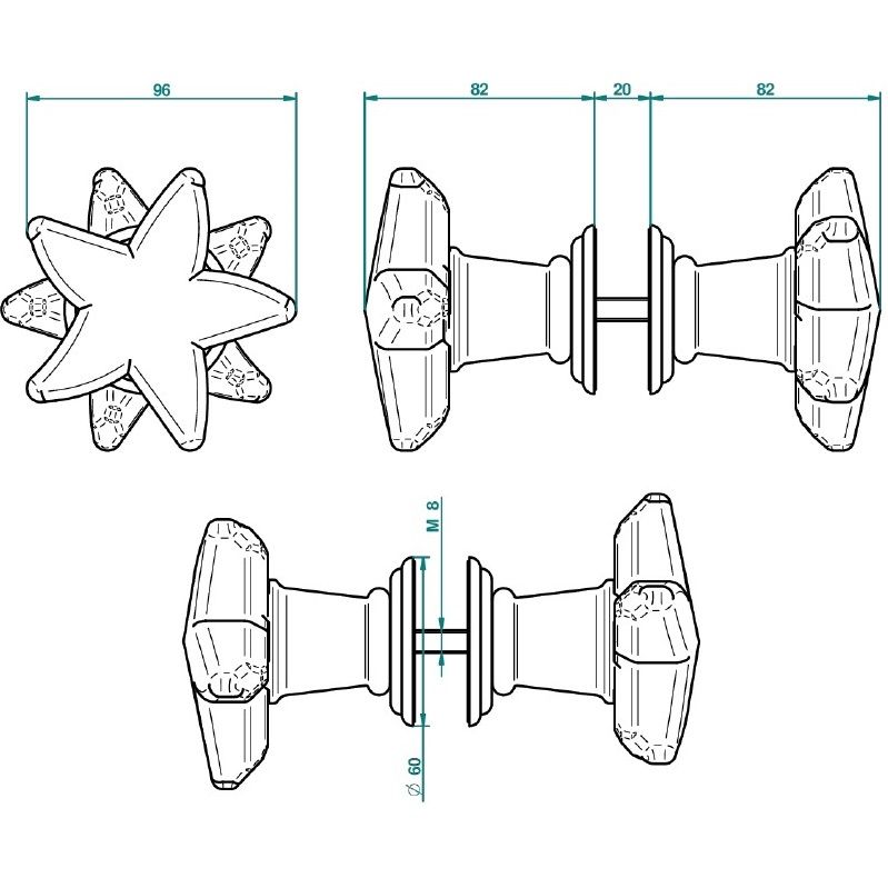 Ручка дверная двойная THG Oceania A2C-A02-638V (хром)