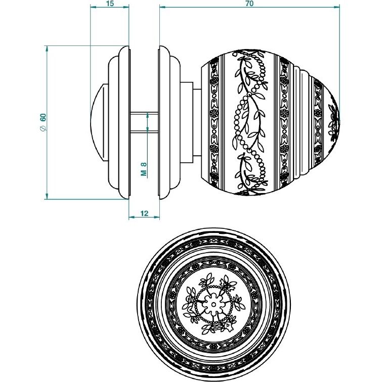 Ручка дверная одинарная Marquise noir decor Or A7F-F01-639V (золотой, черный)