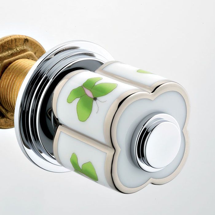 Ручка дверная одинарная THG Capucine Vert Decor Platine A7E-A02-639V (платина, зеленый, белый)
