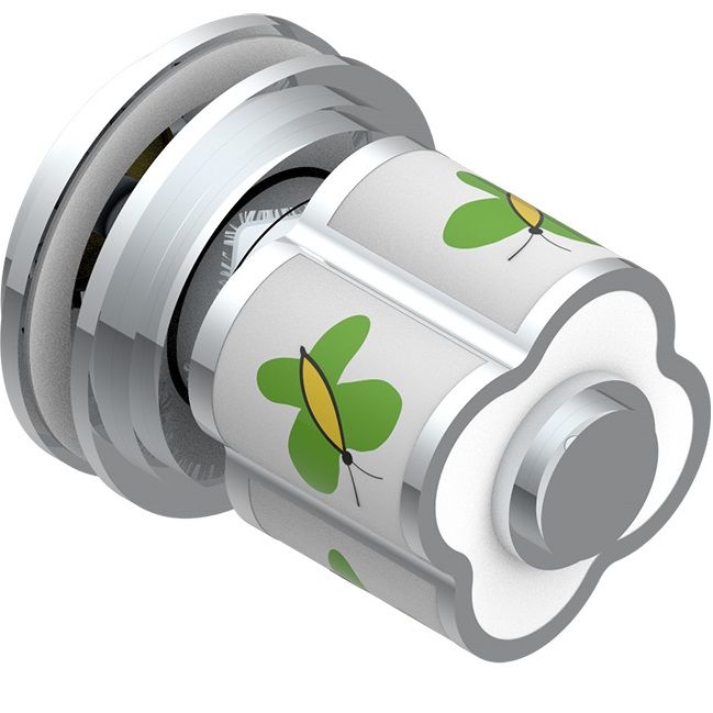 Ручка дверная одинарная THG Capucine Vert Decor Platine A7E-A02-639V (платина, зеленый, белый)