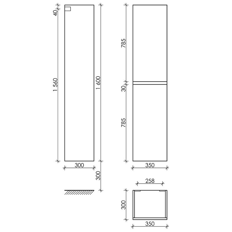 Шкаф-пенал Sancos Urban PUR35W 30х35х160 (белый), глянец