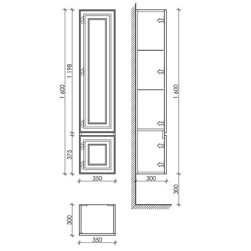 Шкаф-пенал Sancos Very PVR35LW 35х30х160 (Bianco), петли слева
