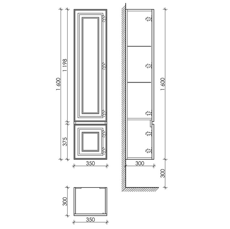 Шкаф-пенал Sancos Very PVR35RSM 35х30х160 (Doha Soft), петли справа