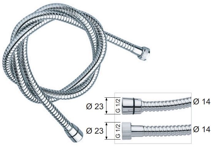 Шланг для душа 150 см. Remer 332CN150 (хром)