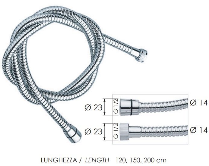 Шланг для душа 200 см. Remer 332CN200 (белый, хром)