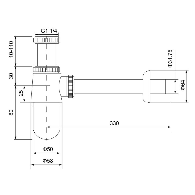 Сифон для раковины Timo 960/18L (золото черное)