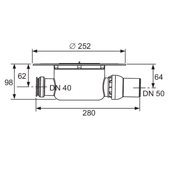 Сифон горизонтальный с универсальным фланцем Seal System Tece TECEdrainpoint S DN50 3601500