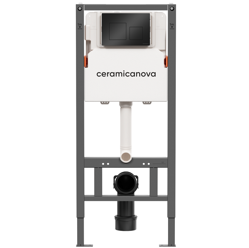 Система инсталляции для унитаза Ceramicanova Баланс (Balance) CN121002MB с кнопкой смыва Квадрат (Square) (черный матовый), с креплениями