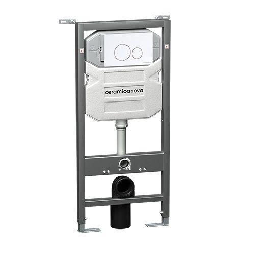 Система инсталляции для унитазов Ceramica Nova Envision CN1001W с кнопкой смыва Round (белый) и креплениями