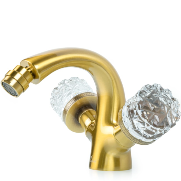 Смеситель для биде Boheme Medici Presente Crystal 316-CRST (бронза матовая), без донного клапана