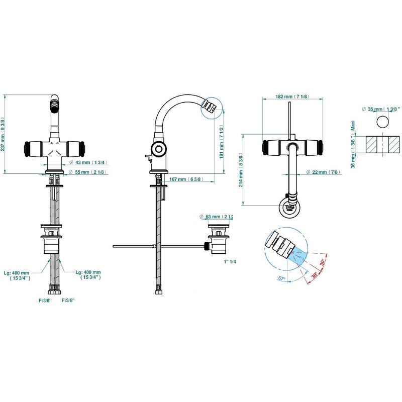 Смеситель для биде THG Corvair Fior di Bosco U8K-F01-3202 (золотой), с донным клапаном