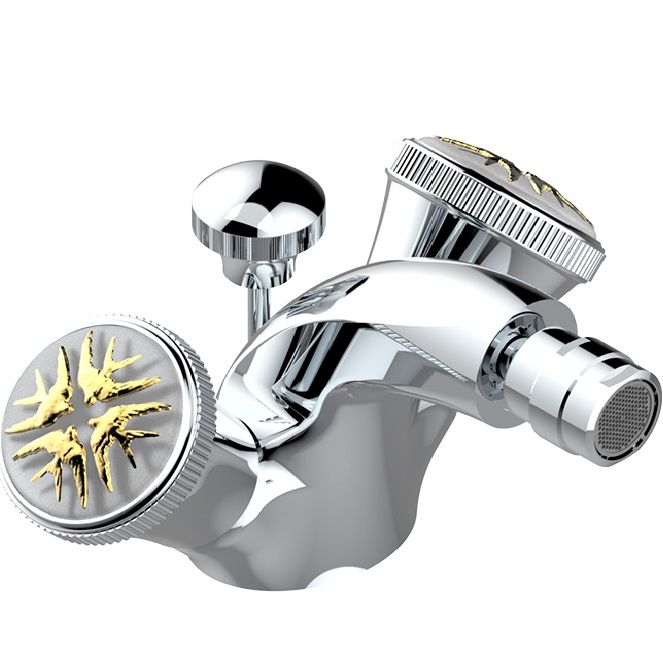 Смеситель для биде THG Hirondelles Platinum Stamped A4L-A02-3202 (хром, платина), с донным клапаном