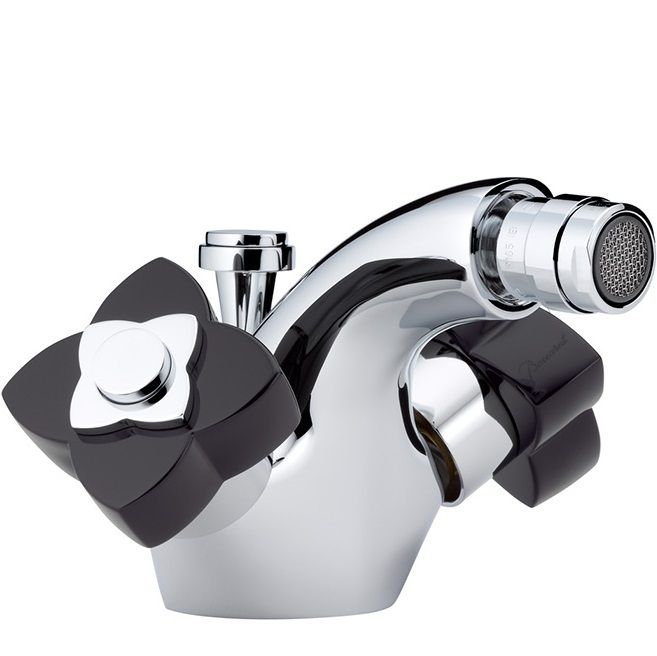Смеситель для биде THG Petale de Cristal noir U6D-A02-3202 (хром, черный хрусталь), с донным клапаном