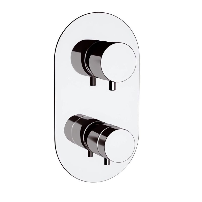 Смеситель для ванны и душа Remer Minimal Thermo NT937 (хром), на 3 потока, 7 позиций, скрытая часть в комплекте, с термостатом